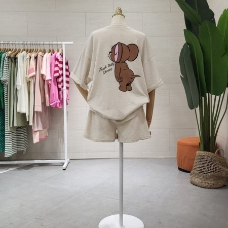 찍찍이 백 프린트 반바지세트