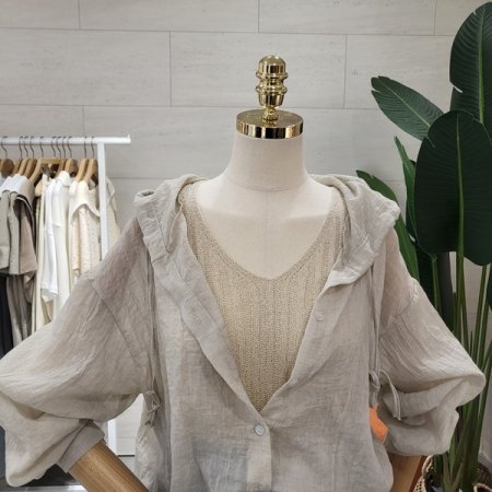 루틴 거즈 후드 린넨셔츠