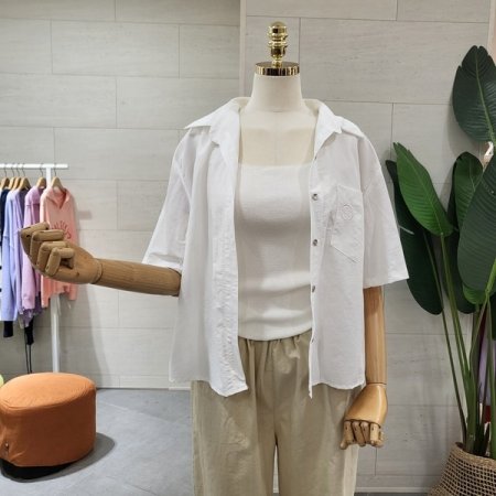 바스락 버튼 자수남방