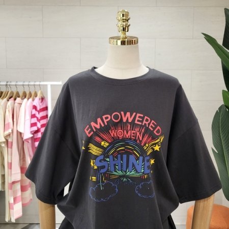 루즈핏 샤인 프린팅티셔츠