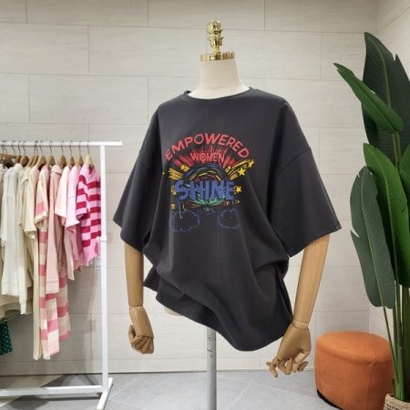 루즈핏 샤인 프린팅티셔츠