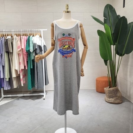 빈티지 프린트 뒷밴드 원피스