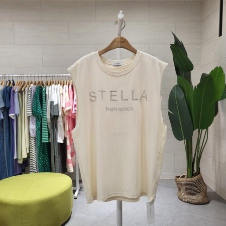 스텔라자수 이중 민소매티셔츠