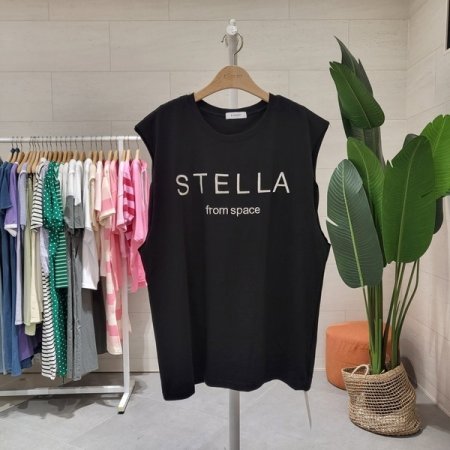 스텔라자수 이중 민소매티셔츠