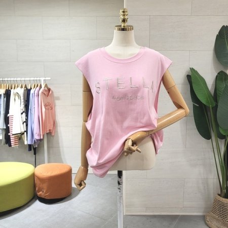 스텔라자수 이중 민소매티셔츠