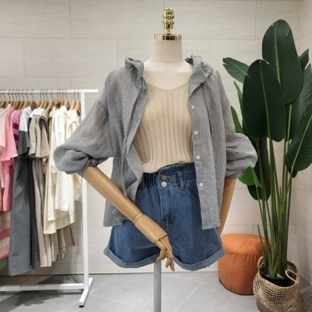 썸머 거즈 후드셔츠
