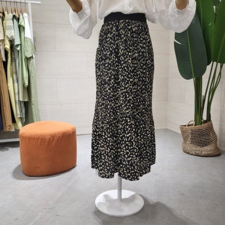 플리츠 호피패턴 스커트