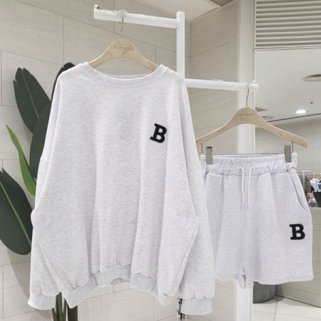 가슴 B자수 반바지 세트