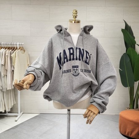 반집업 레터링 캐주얼후드맨투맨