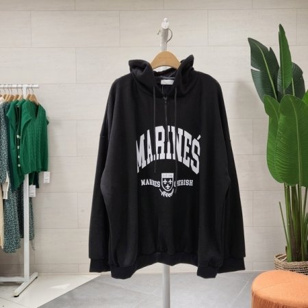 반집업 레터링 캐주얼후드맨투맨