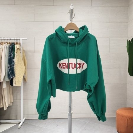 켄터키 프린트 크롭후드