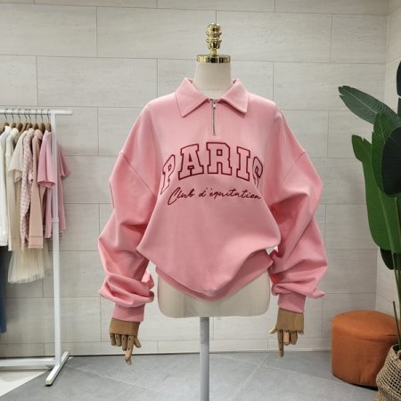 레터링 반지퍼카라 맨투맨