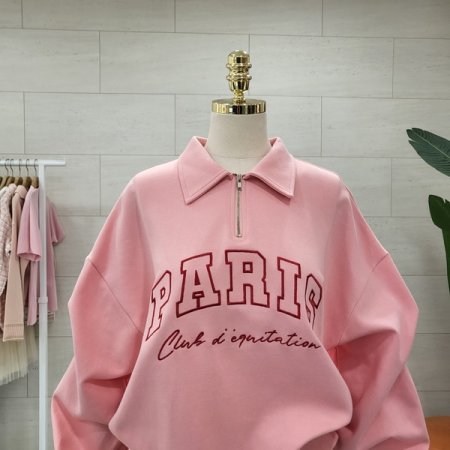 레터링 반지퍼카라 맨투맨