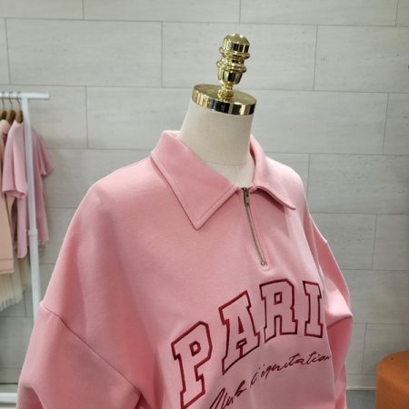 레터링 반지퍼카라 맨투맨