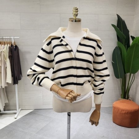 데일리 단가라 집업 니트가디건