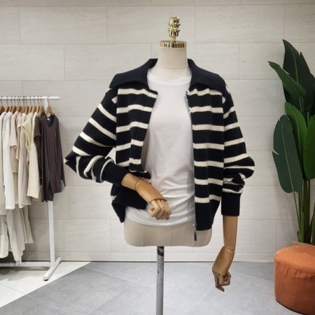 데일리 단가라 집업 니트가디건