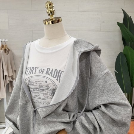 루즈핏 백레터링 후드집업 점퍼