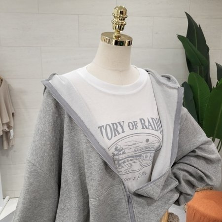 루즈핏 백레터링 후드집업 점퍼