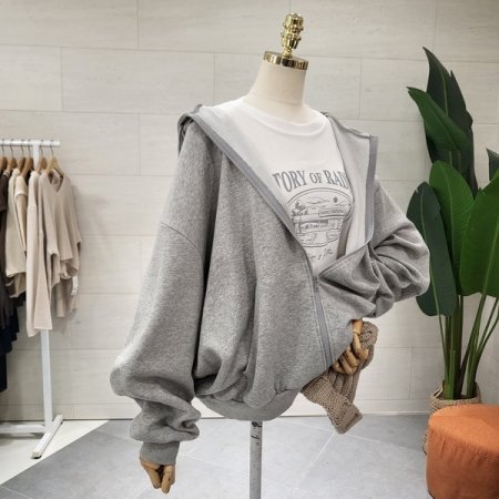 루즈핏 백레터링 후드집업 점퍼