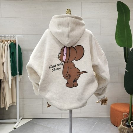 루즈핏 젤프린팅 기모 후드맨투맨