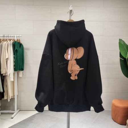 루즈핏 젤프린팅 기모 후드맨투맨