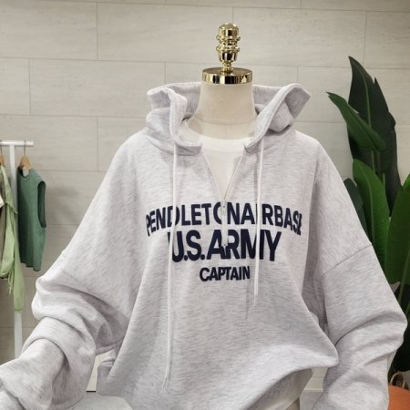 루즈핏 발포아미 후드티셔츠