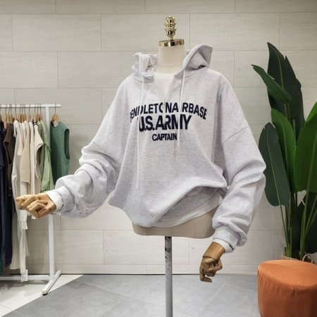 루즈핏 발포아미 후드티셔츠