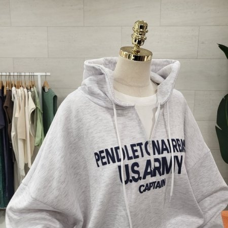 루즈핏 발포아미 후드티셔츠