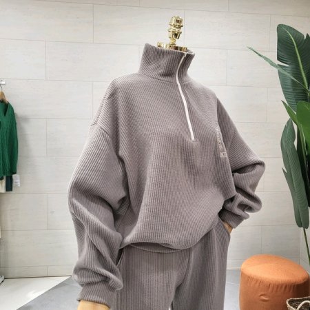 캐나다 자수 골지 니트세트