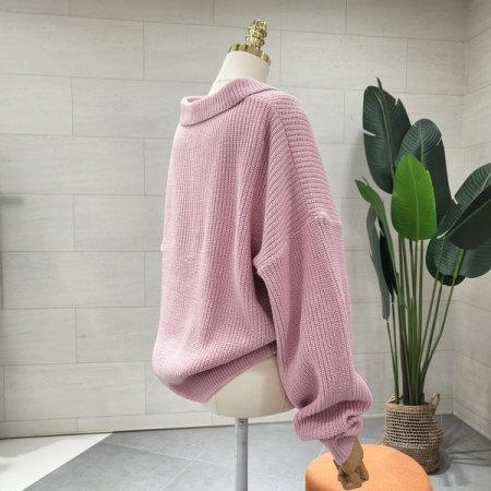 피넛카라 반지퍼 니트