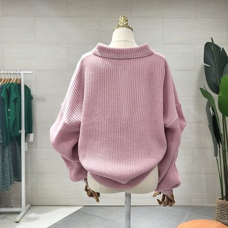 피넛카라 반지퍼 니트