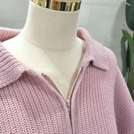 피넛카라 반지퍼 니트