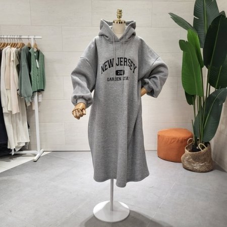 기모 뉴져 기모후드 원피스