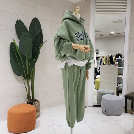 브루클린 후드 기모 조거세트