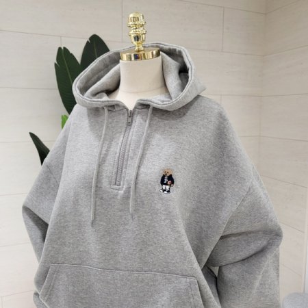 기모 테디자수 반집업 후드맨투맨