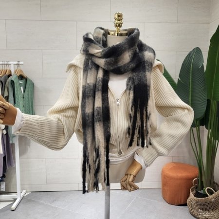 브러쉬 체크 머플러