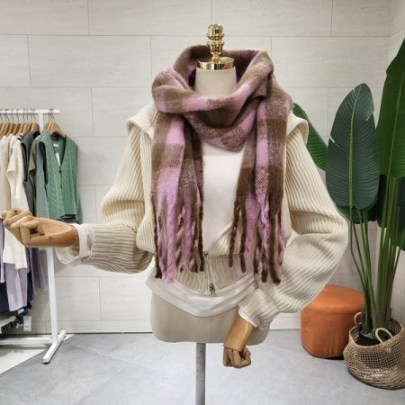 브러쉬 체크 머플러