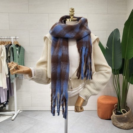 브러쉬 체크 머플러