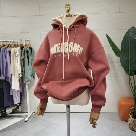 기모 웰컴 이중후드 맨투맨