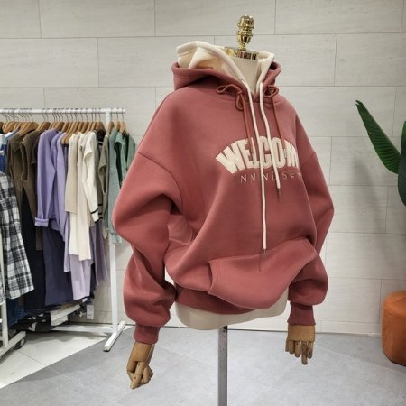 기모 웰컴 이중후드 맨투맨
