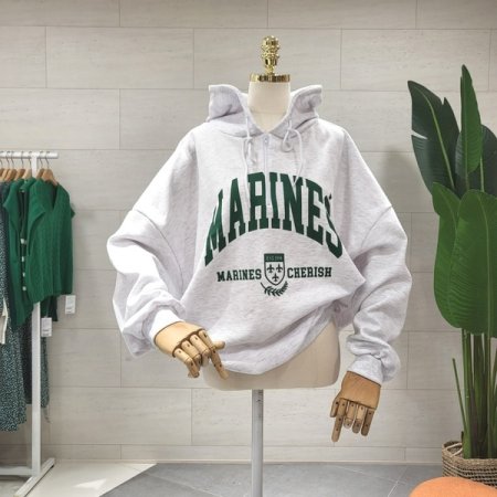 기모 반집업 레터링 캐주얼후드맨투맨