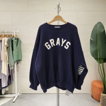 기모 그레이 빵떡패치 맨투맨