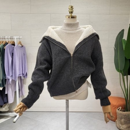 보아털 니트집업 점퍼