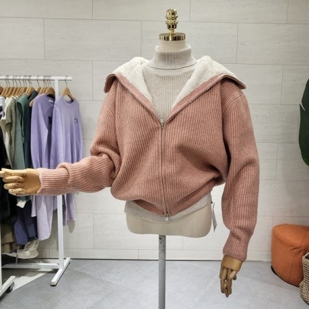 보아털 니트집업 점퍼