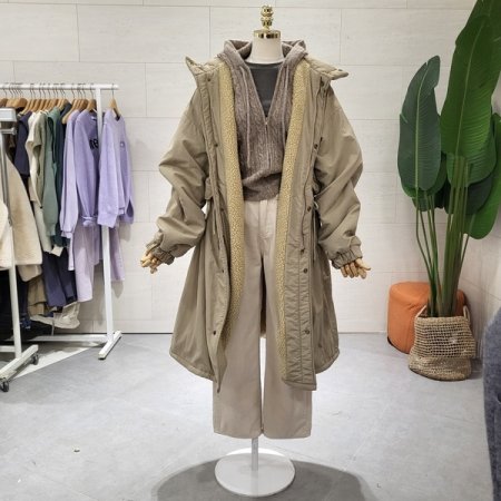 양털 후드 패딩야상