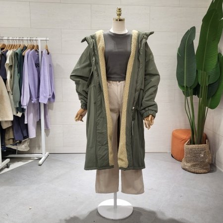 양털 후드 패딩야상