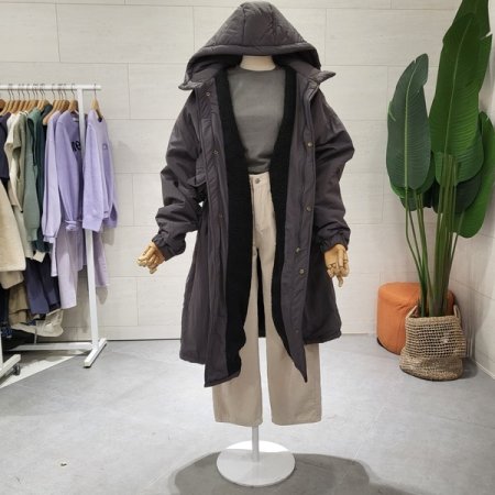 양털 후드 패딩야상