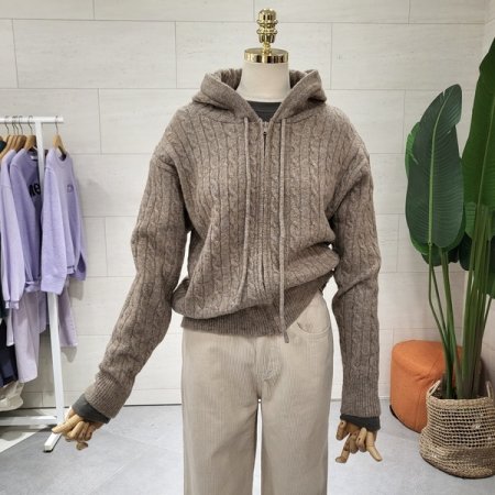 케이블 후드 집업가디건