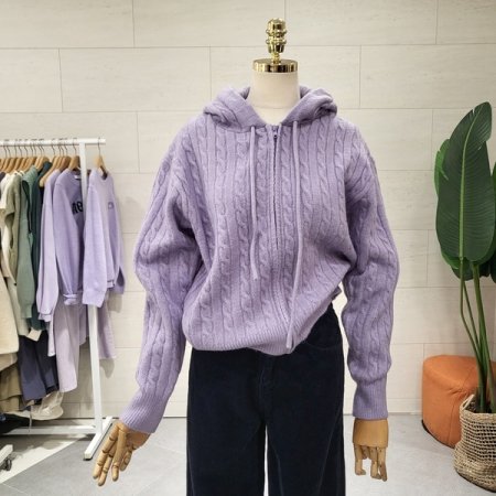 케이블 후드 집업가디건