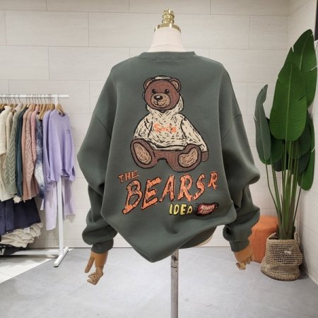 기모 스케치베어 맨투맨